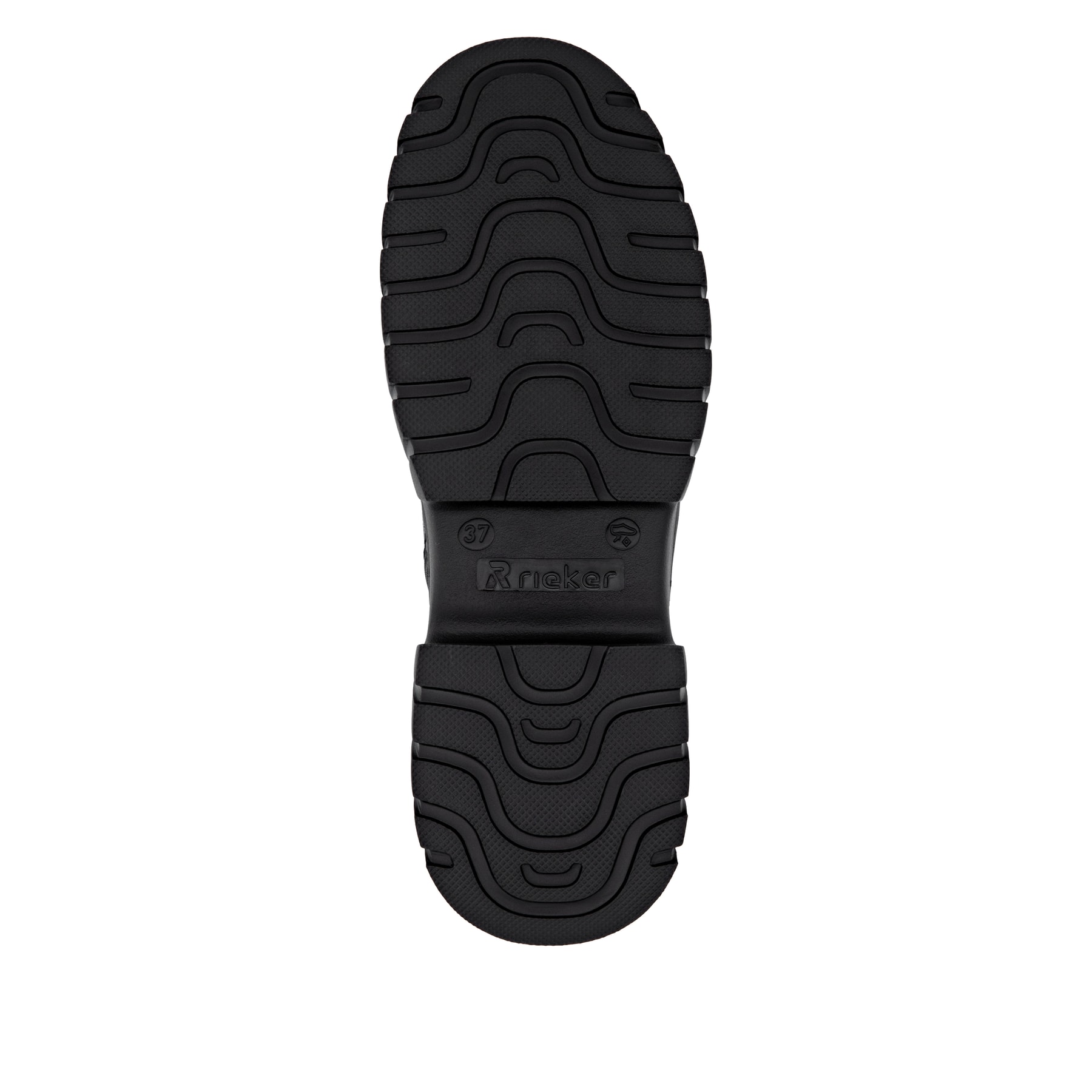 Schwarze Rieker Damen Schnürstiefel W1870-02 aus Glattleder. Schuh Laufsohle.