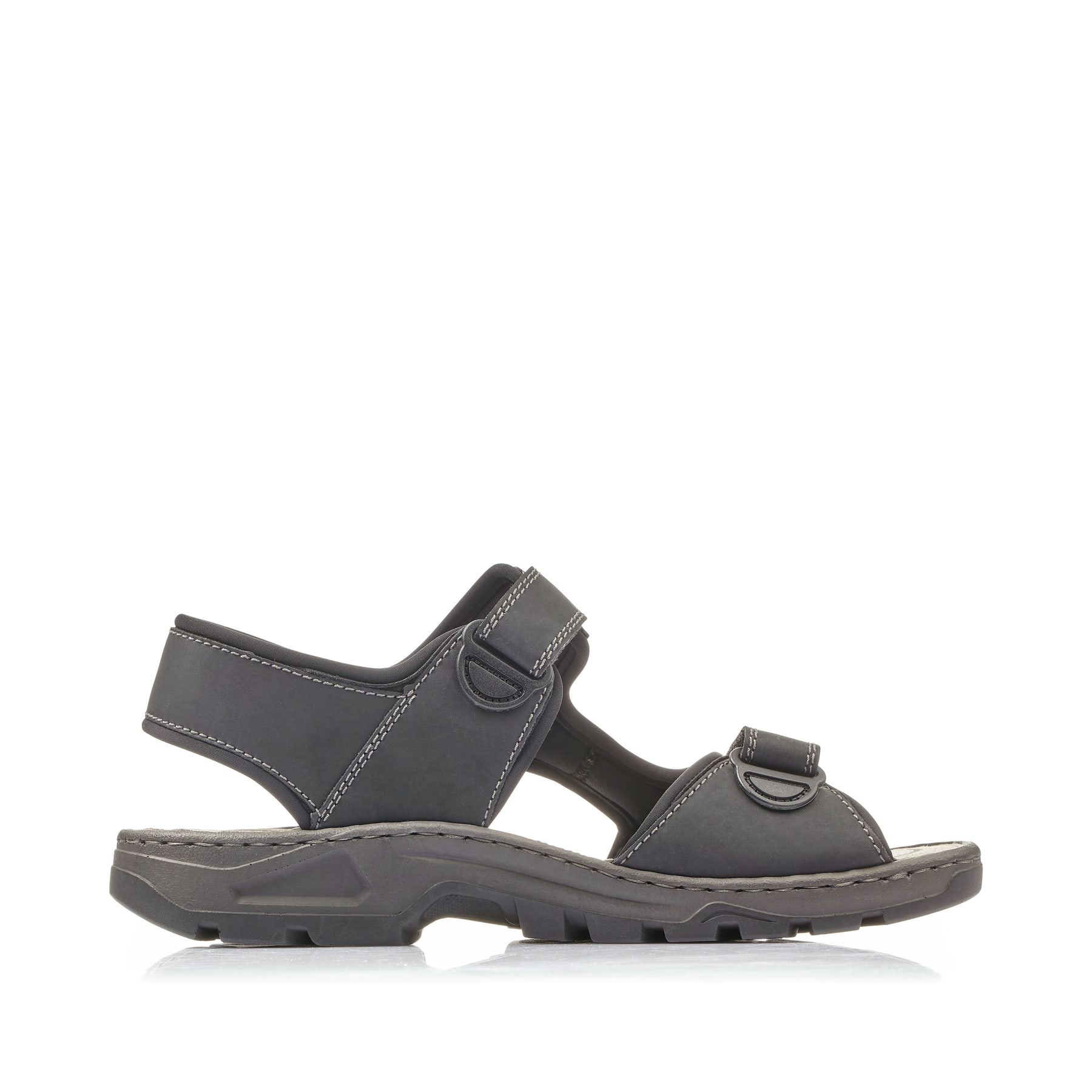 Schwarze Rieker Herren Trekkingsandalen 26156-02 mit einem Klettverschluss. Schuh Innenseite.