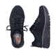 Schwarze Rieker Damen Sneaker Low 48022-00 mit flexibler Sohle sowie Schnürung. Schuh von oben, liegend.