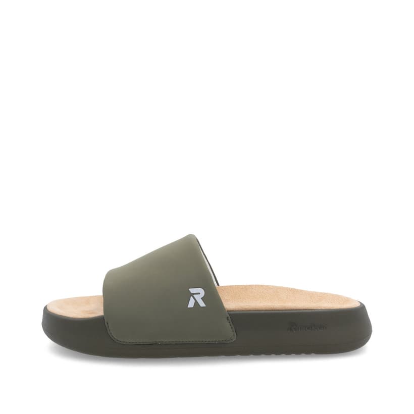 Mules Rieker vertes homme U3250-54 avec semelle flexible et ultra légère. Côté extérieur de la chaussure.
