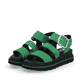 Grüne Rieker Damen Riemchensandalen W1650-52 mit ultra leichter Sohle. Schuhpaar seitlich schräg.