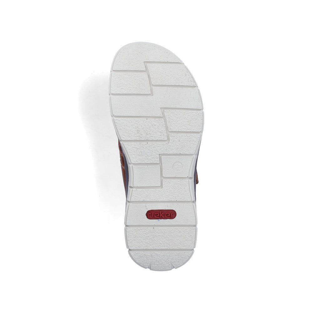 Braune Rieker Herren Pantoletten 25151-24 aus Glattleder mit Klettverschluss. Schuh Laufsohle.