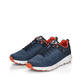 Blaue Rieker Herren Sneaker Low 07806-14 mit super leichter und flexibler Sohle. Schuhpaar seitlich schräg.
