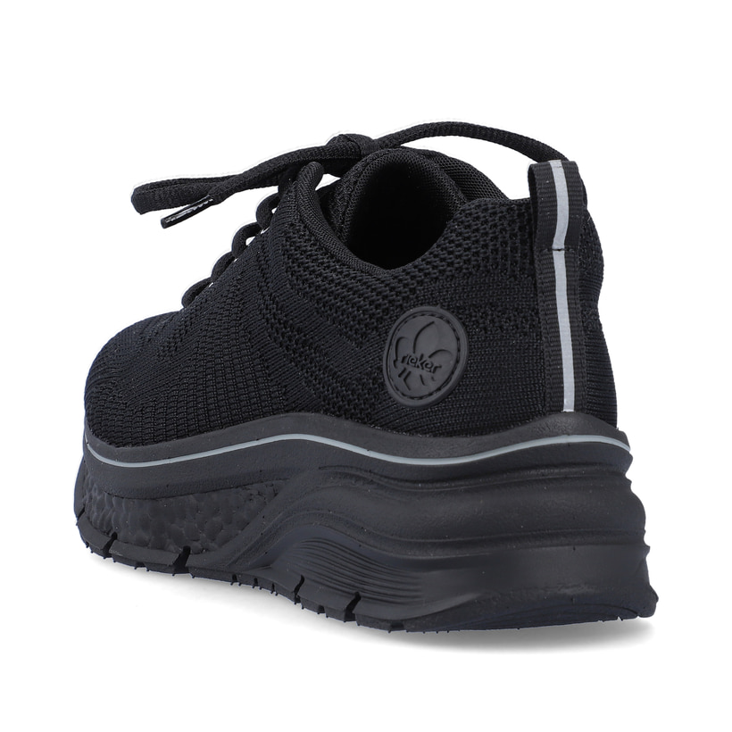 Rieker Sneaker Low In Schwarz – Aus Glattleder, Mit Rutschhemmender EVA-Sohle, Gepolstert & Atmungsaktiv