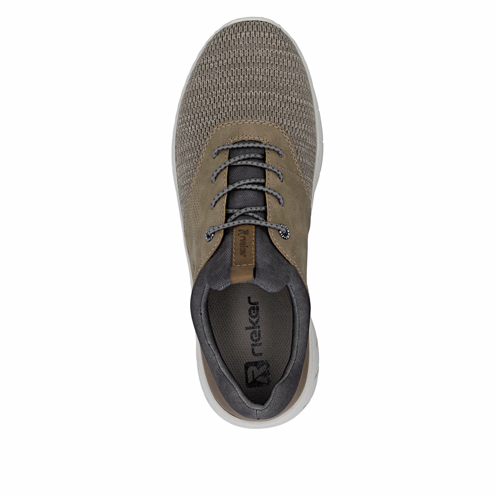 Mocassins Rieker beiges pour homme 13150-64 avec bande élastique. Chaussure vue de dessus.