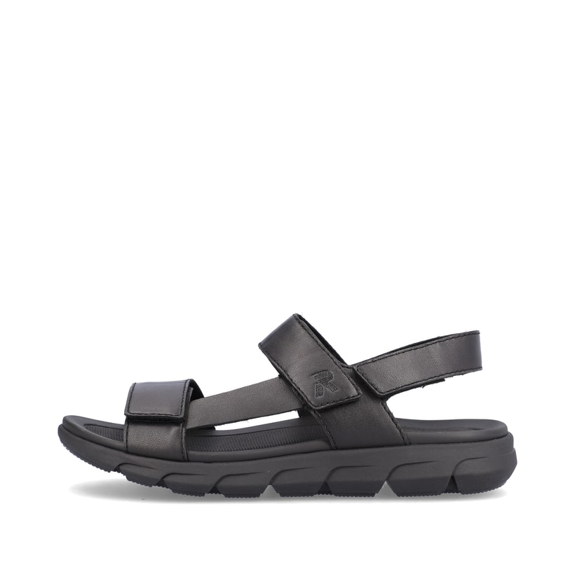 Schwarze Rieker Herren Trekkingsandalen 20800-00 mit einer super leichten Sohle. Schuh Außenseite.