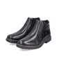 Schwarze Rieker Herren Kurzstiefel 33160-00 aus Glattleder. Schuhpaar seitlich schräg.