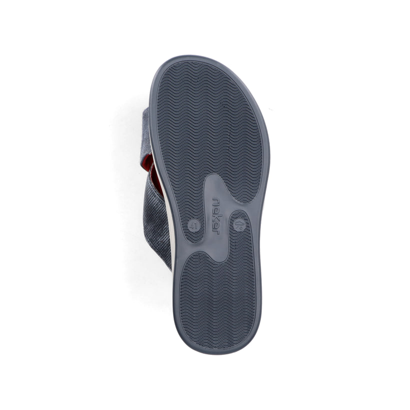 Blaue Rieker Herren Pantoletten 29086-15 mit Rieker Air Sohlenfenster. Schuh Laufsohle.