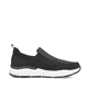 Schwarze Rieker Herren Slipper B5062-00 mit Elastikeinsatz sowie Löcheroptik. Schuh Innenseite.