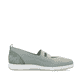 Grüne Rieker Ballerinas L3053-52 mit Gummizug sowie herausnehmbarer Einlegesohle. Schuh Innenseite.
