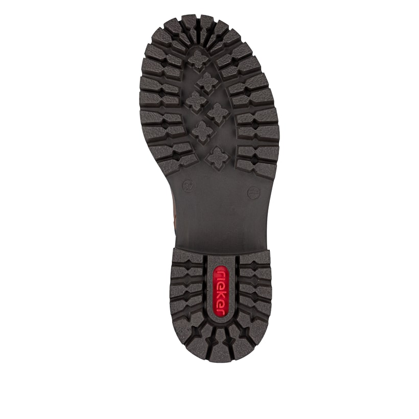 Braune Rieker Damen Hochschaftstiefel 72656-22 mit einem Reißverschluss. Schuh Laufsohle.