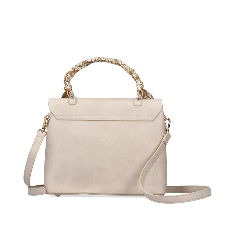 Sac à main Rieker H1605-60 beige avec bande décorative sur l'anse et fermeture éclair. Côté gauche.