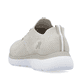 Beige vegane Rieker Damen Slipper M5074-64 mit Gummizug sowie flexibler Sohle. Schuh von hinten.