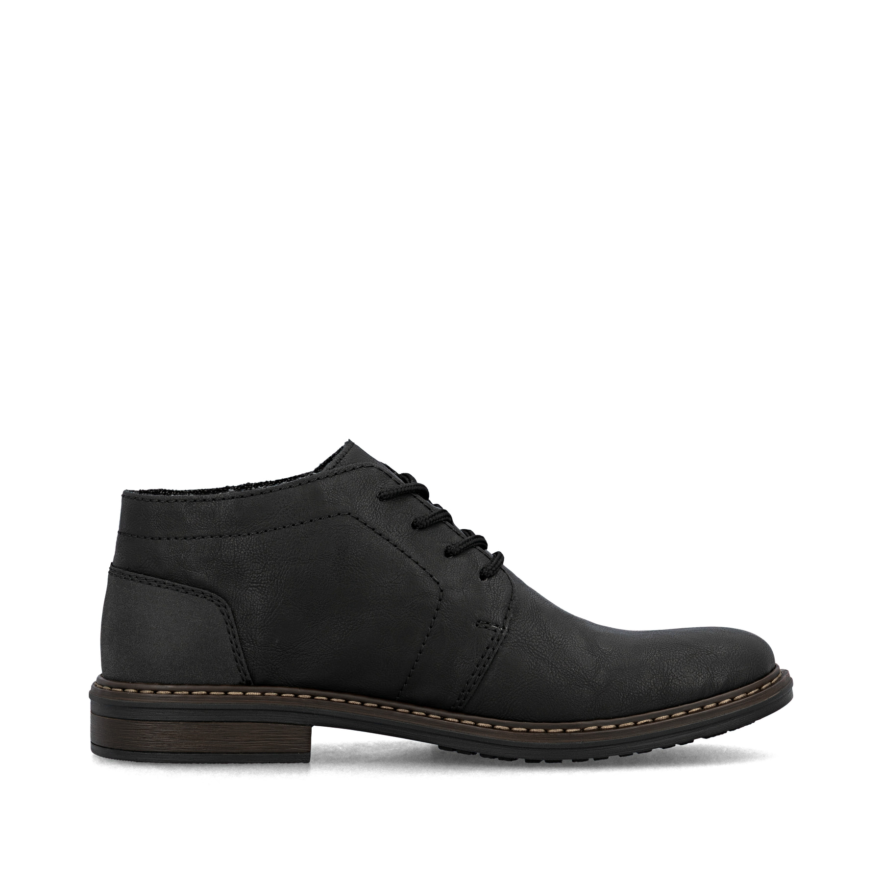 Tiefschwarze Rieker Herren Schnürschuhe 17604-00 mit einer schockabsorbierenden Sohle. Schuh Innenseite