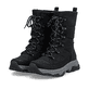 Schwarze Rieker Damen Kurzstiefel Z3950-00 mit dem umdrehbaren Glacier Grip. Schuhpaar seitlich schräg.