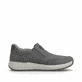 Graue Rieker Herren Slipper 11550-42 mit einem Gummizug sowie der Extraweite H. Schuh Innenseite.