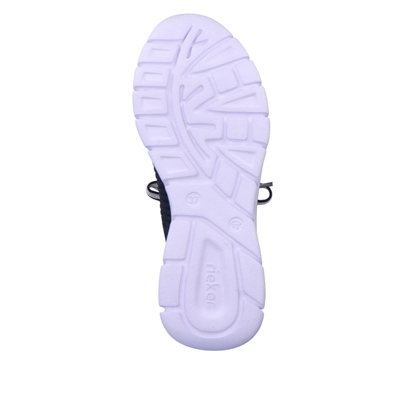 Blaue Rieker Damen Sneaker Low 54022-14 mit ultraleichter Sohle sowie Schnürung. Schuh Laufsohle.