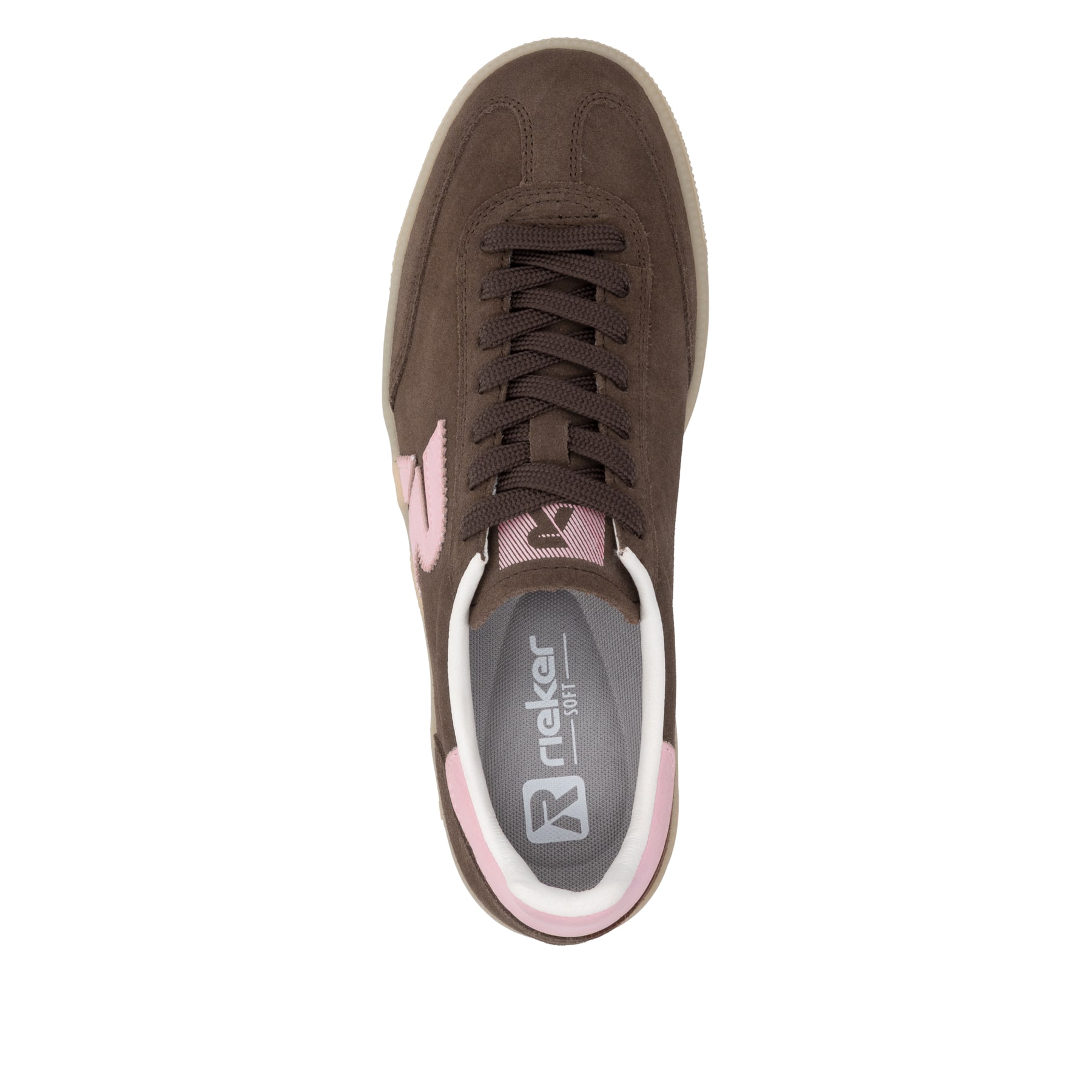 Baskets basses marron Rieker Sport pour femmes W2200-25. Chaussure vue de dessus.