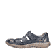 Blaue Rieker Herren Slipper 03578-14 mit Klettverschluss sowie der Extraweite H. Schuh Außenseite.