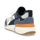 Blaue Rieker Herren Slipper U1403-14 mit Gummizug sowie einer flexiblen Sohle. Schuh von hinten.