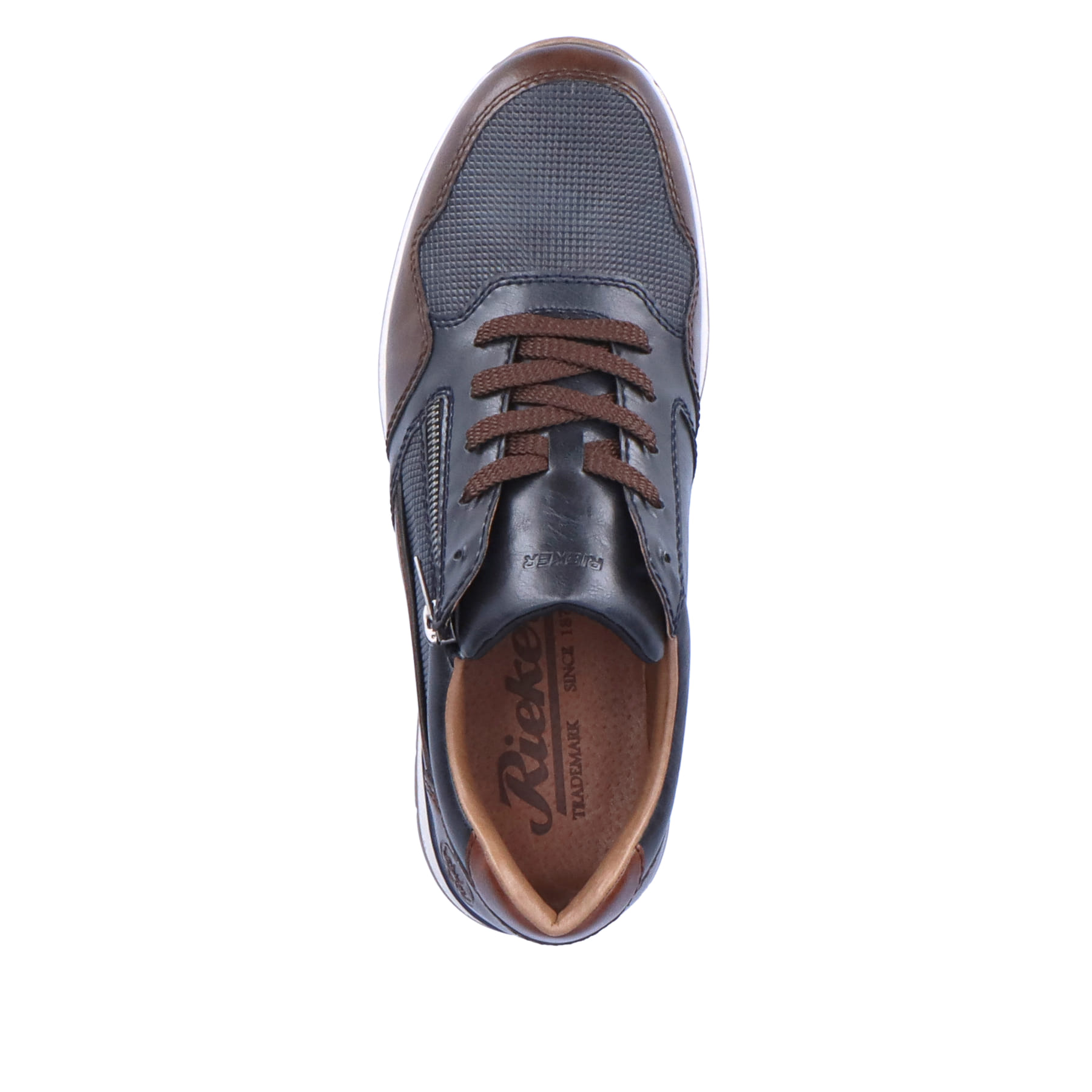 Blaugraue Rieker Herren Sneaker Low B2111-14 mit einer schockabsorbierenden Sohle. Schuh von oben