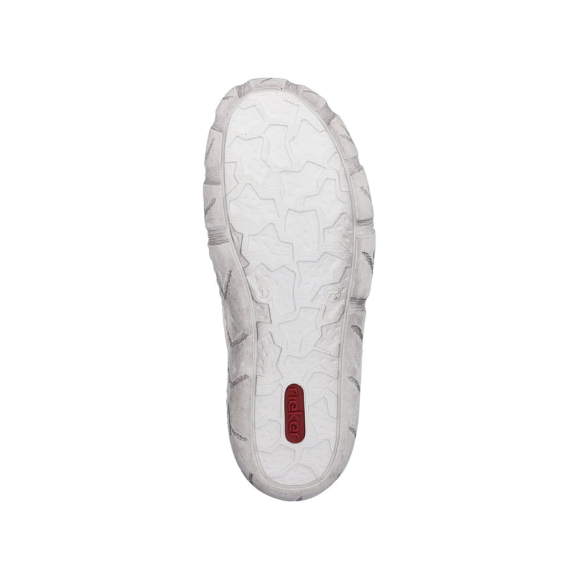 Mocassins Rieker beiges pour femme L0375-91 en cuir lisse. Semelle extérieure de la chaussure.