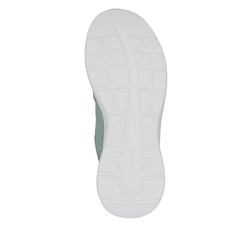 Grüne Rieker Damen Schnürschuhe M8501-52 mit einer herausnehmbaren Einlegesohle. Schuh Laufsohle.