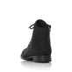 
Graphitschwarze Rieker Damen Schnürstiefel 70821-00 mit Schnürung und Reißverschluss. Schuh von hinten