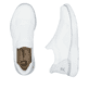 Weiße Rieker Damen Slipper M5072-80 mit einem Gummizug sowie ultraleichter Sohle. Schuh von oben, liegend.