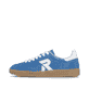 Baskets basses Rieker bleues pour homme U2200-12 avec lacets. Côté extérieur de la chaussure.
