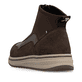 Braun-bronzefarbene Rieker Damen Kurzstiefel L5851-25 mit einem Reißverschluss. Schuh von hinten.