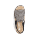 Schwarze Rieker Keilsandaletten 62971-00 mit einem Gummizug. Schuh von oben.