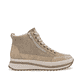 Beige Rieker Damen Schnürstiefel W3871-60 mit einem Reißverschluss. Schuh Innenseite.