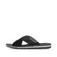 Schwarze Rieker Herren Pantoletten 21098-02 mit der Komfortweite G. Schuh Außenseite.
