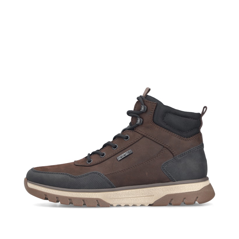 Schwarz-dunkelbraune Rieker Herren Schnürstiefel B9310-24 aus Rauleder. Schuh Außenseite.