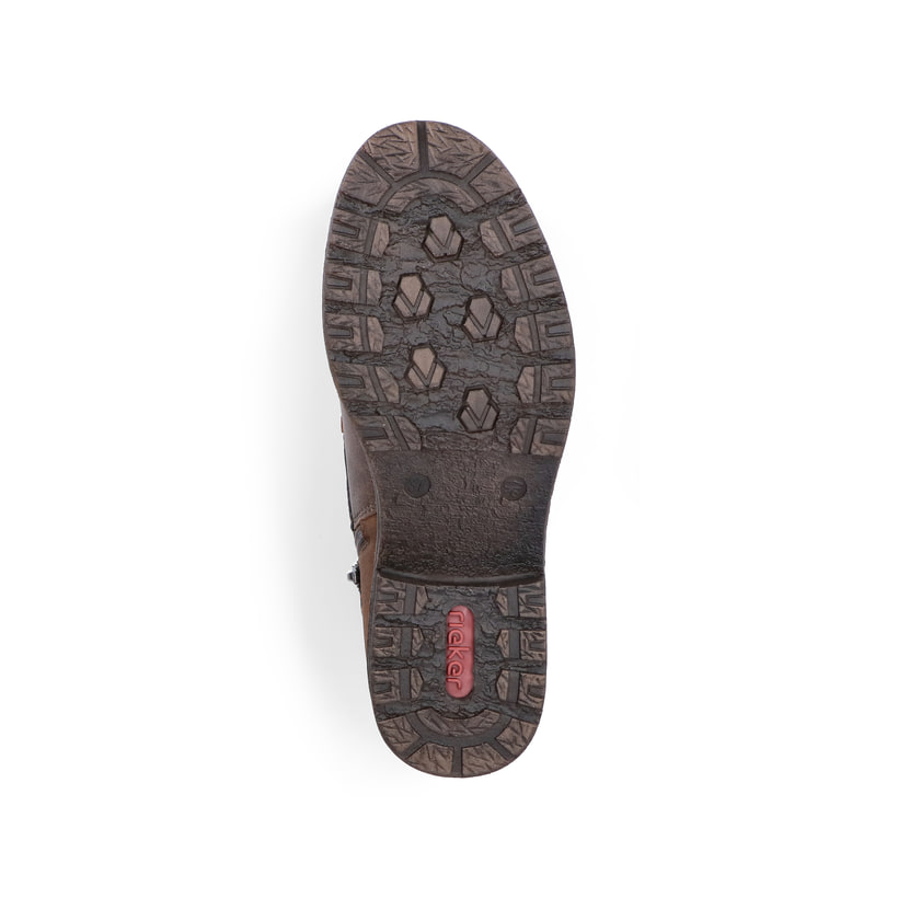 Braune Rieker Damen Schnürstiefel 94712-25 mit wasserabweisender TEX-Membran. Schuh Laufsohle.