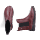 Weinrote Rieker Damen Chelsea Boots 51560-35 mit einem Reißverschluss. Schuh von oben, liegend.