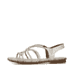 Silberne Rieker Damen Riemchensandalen 64270-60 mit Strasssteinen sowie Gummizug. Schuh Außenseite.