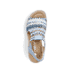 Mehrfarbige Rieker Keilsandaletten 69172-91 mit einem Gummizug. Schuh von oben.