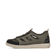 Grüne Rieker Herren Slipper 08665-54 mit Gummischnürung sowie Ziernähten. Schuh Außenseite.