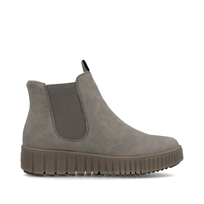Hellgraue Rieker Damen Chelsea Boots Y6150-42 mit easy Hineinschlüpf-Möglichkeit. Schuh Innenseite.
