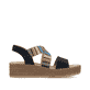 Blaue Rieker Keilsandaletten V4551-14 mit Gummizug sowie sehr leichter Sohle. Schuh Innenseite.