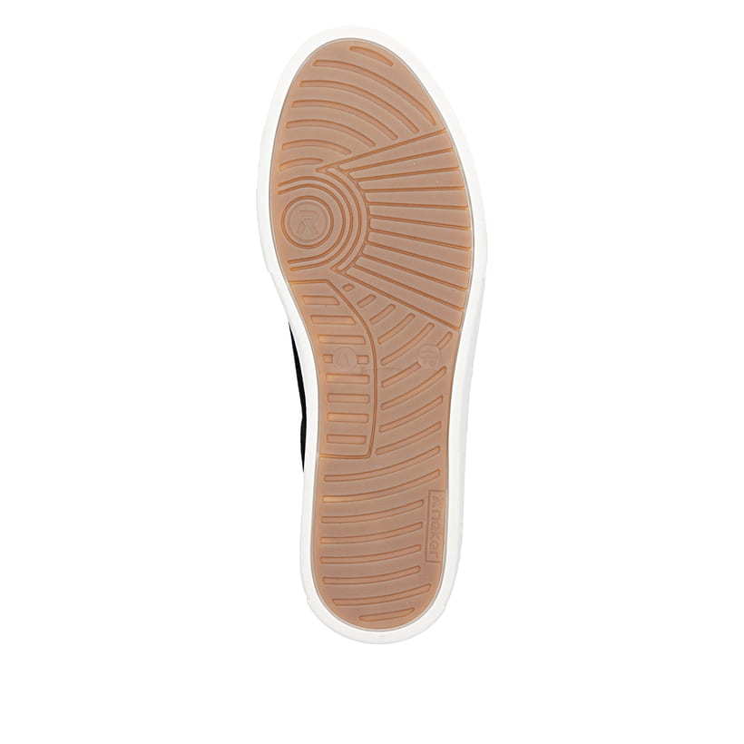 Schwarze Rieker Herren Sneaker Low U0701-00 aus Rauleder mit einer Schnürung. Schuh Laufsohle.