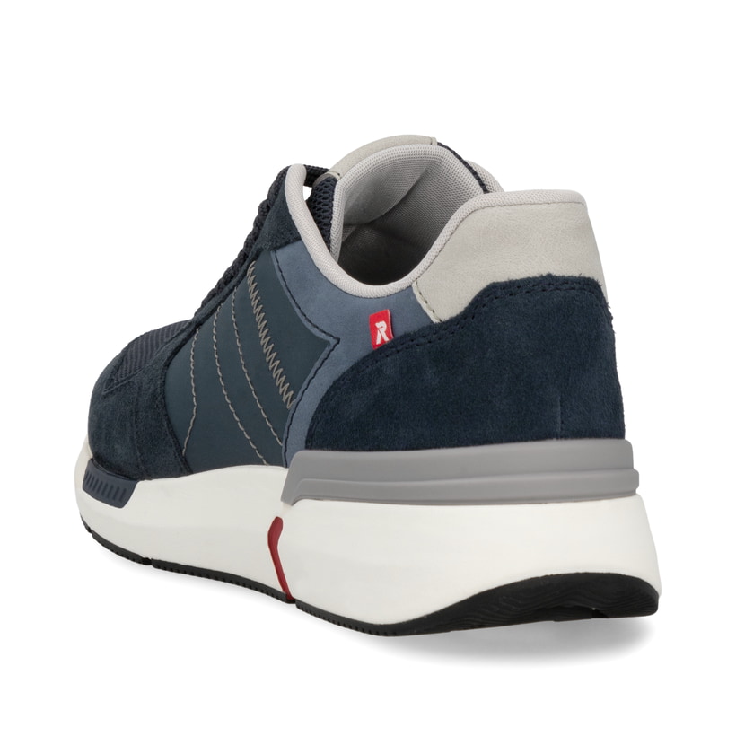 Blaue Rieker Herren Sneaker Low U1401-14 mit einer Schnürung. Schuh von hinten.