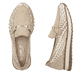 Mocassins Rieker beiges pour femme 49042-62 en cuir velours. Chaussure vue de dessus, couchée.
