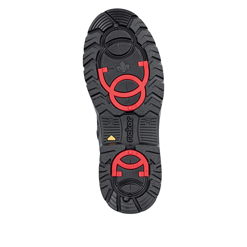 Schwarze Rieker Herren Schnürstiefel F5400-00 aus Glattleder mit Flip-Grip Sohle. Schuh Laufsohle.