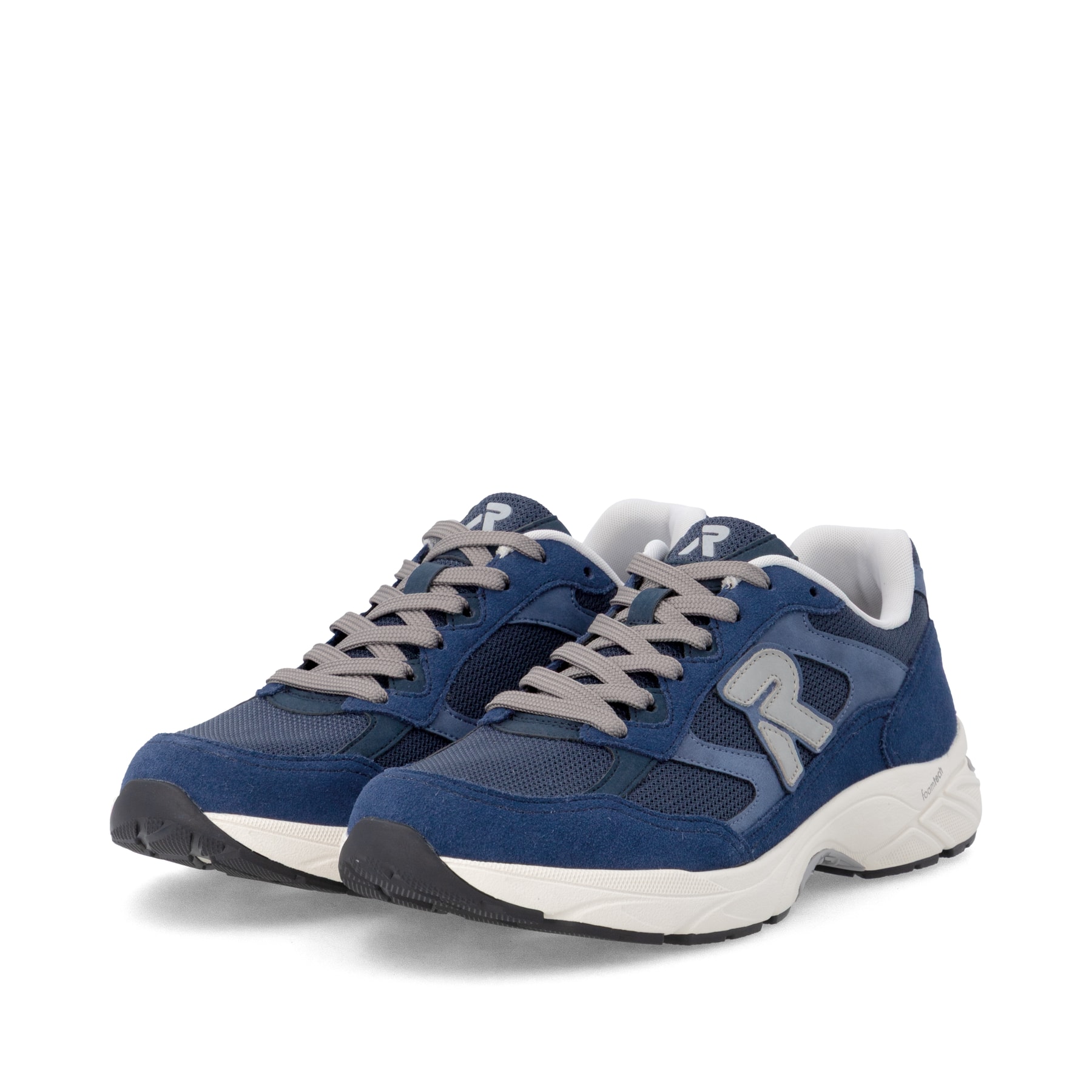Blaue Rieker Sport Herren Sneaker Low U4201-14. Schuhpaar seitlich schräg.