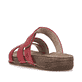 Rote Rieker Damen Pantoletten 61450-33 mit Klettverschluss sowie griffiger Sohle. Schuh von hinten.