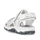 Mehrfarbige Rieker Damen Trekkingsandalen 68872-90 mit einem Klettverschluss. Schuh von hinten.