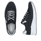 Blaue Rieker Damen Sneaker Low N9516-14 mit Reißverschluss sowie Extraweite H. Schuh von oben, liegend.